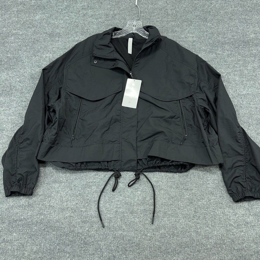 Athleta Black Utility Jacket Cropped Windbreaker